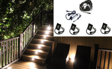 STAINLESS STEEL Square Trim - LED Outdoor Recessed Lights KIT-4 Mini Deck Lights(Spring Fit) with Transformer & Daisy Chain - #EZKITST-TW-SS