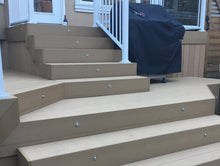 Small Round Metal SCOOP Trim - LED Outdoor Recessed Lights Kit-8 Mini Deck Lights with Transformer, Timer, Daisy Chain, 10ft Cable, Forstner Drill Bit - #EZKITSC8 - LEDeze