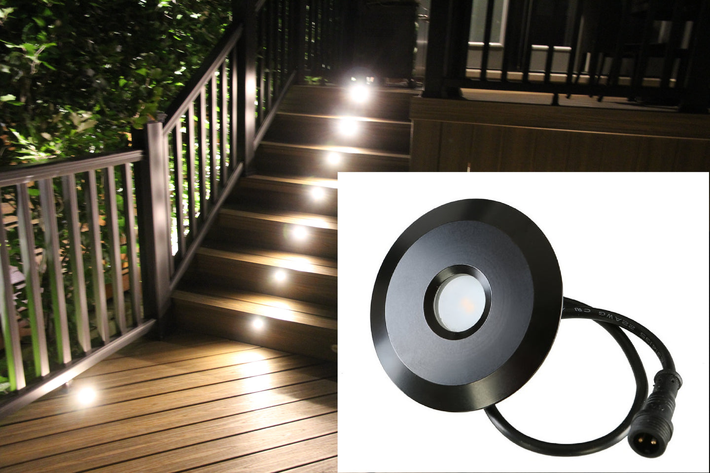 BIG Round Metal Trim LED Outdoor Recessed Mini Deck/Patio Light (Spring Fit) - #EZDLB12 - LEDeze