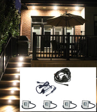 PLASTIC Square Trim - LED Outdoor Recessed Lights KIT-4 Mini Deck Lights(Spring Fit) with Transformer & Daisy Chain - #EZKITST-TW - LEDeze