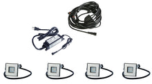 PLASTIC Square Trim - LED Outdoor Recessed Lights KIT-4 Mini Deck Lights(Spring Fit) with Transformer & Daisy Chain - #EZKITST-TW - LEDeze