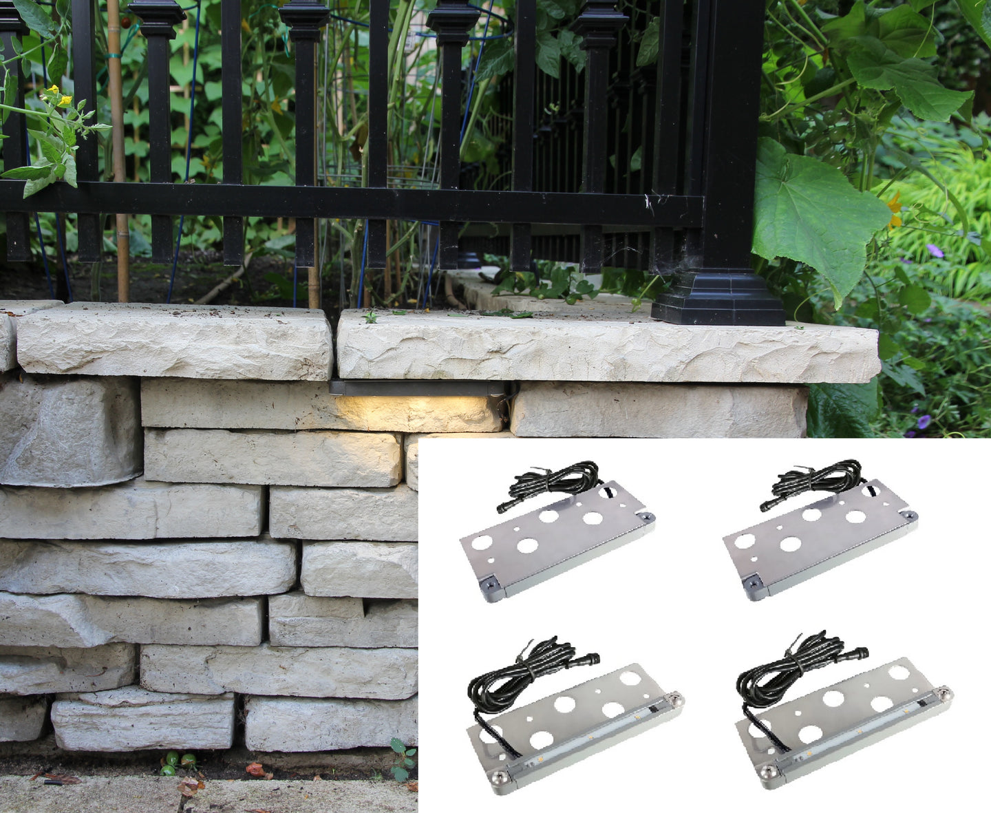 Pack of 4 LED Hardscape Retaining Wall Coping Lights 6.9