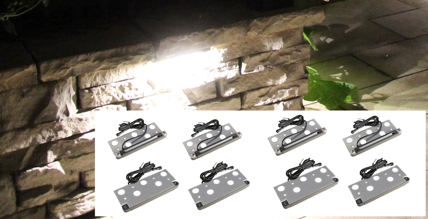 Pack of 8 LED Hardscape Retaining Wall Coping Lights 6.9
