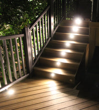 BIG Round Metal Trim - LED Outdoor Recessed Lights KIT - 4 Mini Deck Lights 0.5W (Spring Fit) with Transformer, Daisy Chain - #EZKITBRT-TW - LEDeze