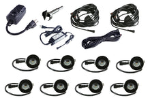 Small Round Metal SCOOP Trim - LED Outdoor Recessed Lights Kit-8 Mini Deck Lights with Transformer, Timer, Daisy Chain, 10ft Cable, Forstner Drill Bit - #EZKITSC8 - LEDeze