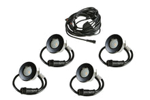 Small Round Metal Trim - LED Outdoor Recessed Lights KIT- 4 Mini Deck/Patio Lights (Spring Fit) with Daisy Chain - #EZKITRT4