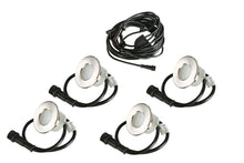 Small Round Metal Trim - LED Outdoor Recessed Lights KIT- 4 Mini Deck/Patio Lights (Spring Fit) with Daisy Chain - #EZKITRT4 - LEDeze