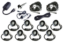 Small Round Metal Trim - LED Outdoor Recessed Lights Kit-8 Mini Deck Lights (Spring Fit) with Transformer, Timer, Daisy Chain, 10ft Cable, Forstner Drill Bit - #EZKITRT8 - LEDeze