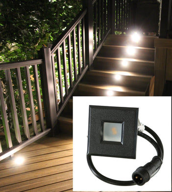 STAINLESS STEEL Square Trim - LED Outdoor Recessed Mini Deck/Patio Light (Spring Fit) - #EZDLS12-SS