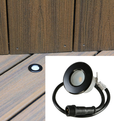 Small Round Metal Trim - LED Outdoor Recessed Mini Deck/Patio Light (Spring Fit) - #EZDLR12