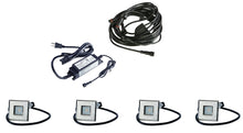 PLASTIC Square Trim - LED Outdoor Recessed Lights KIT-4 Mini Deck Lights(Spring Fit) with Transformer & Wire Harness Splitter - #EZKITST-TW
